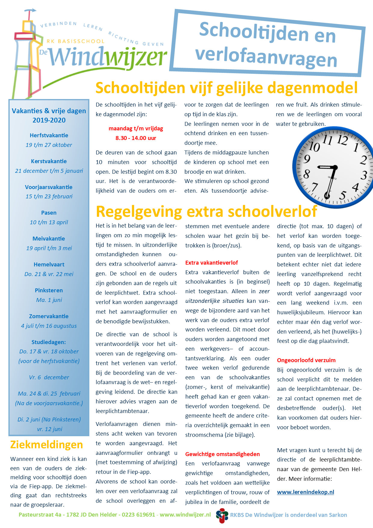 Informatie aanvragen extra schoolverlof